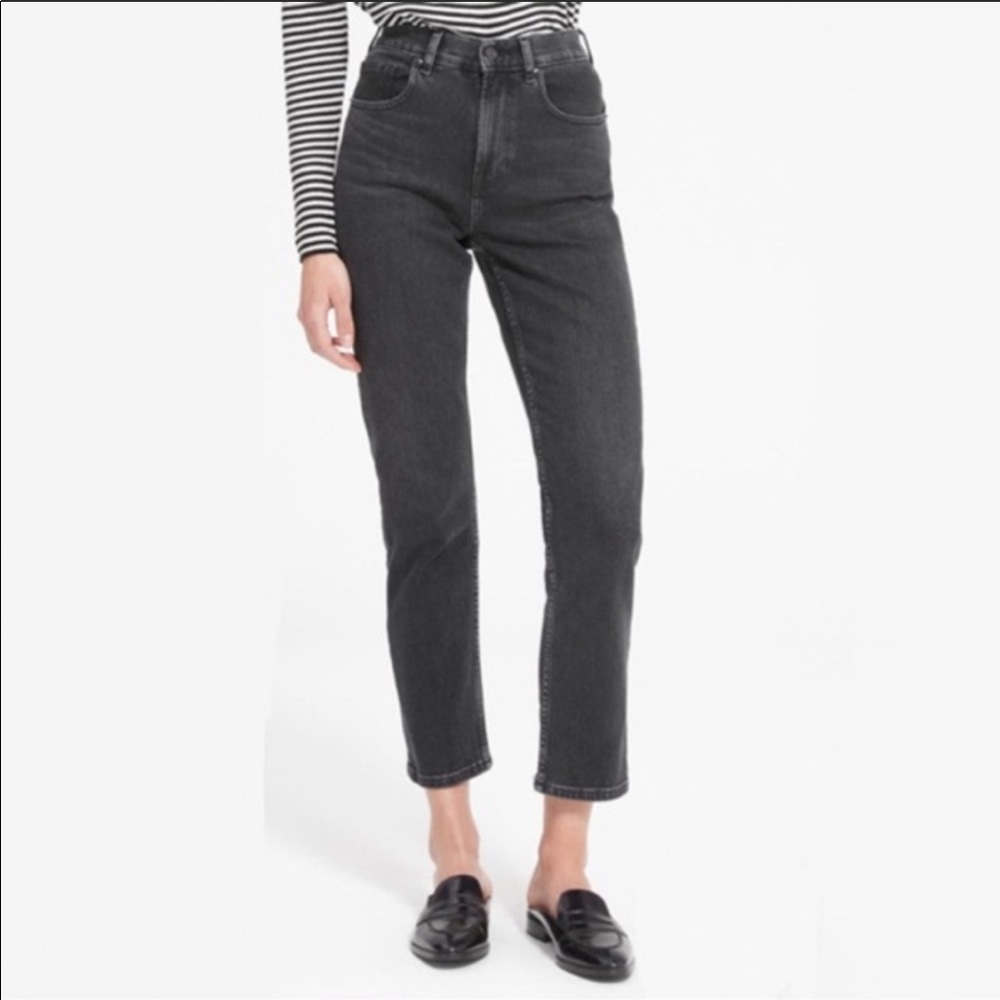 Everlane High Rise Straight Black Jeans